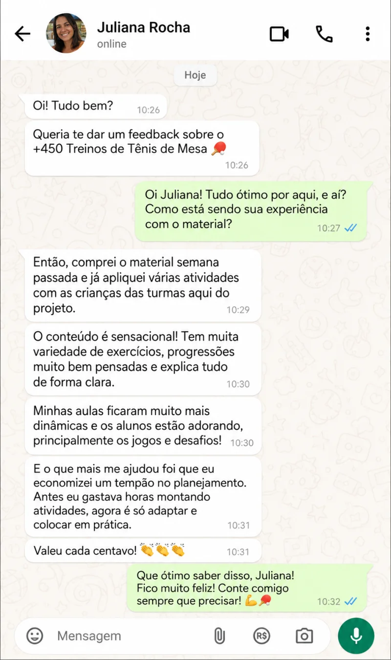 Depoimento de aluna sobre os treinos